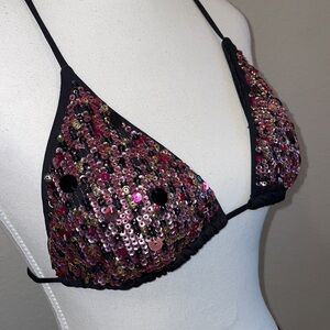 Victoria's Secret Sequin Black Swimwear Top size S